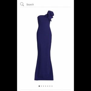 Chiara Boni one shoulder gown navy blue